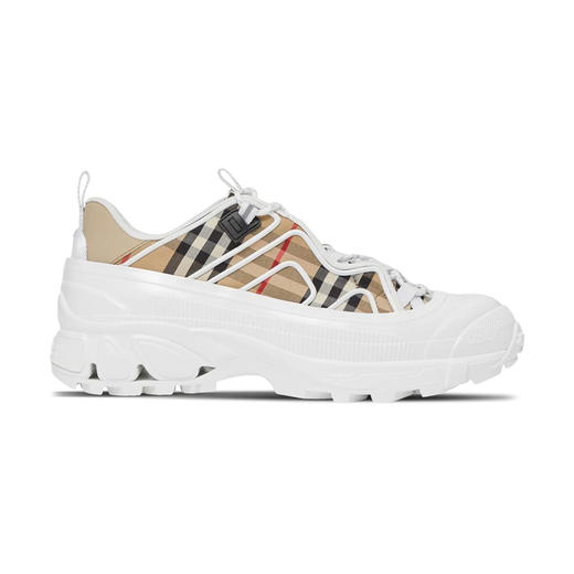 BURBERRY 巴宝莉 女士 Vintage 格纹棉质拼皮革 Arthur 休闲运动鞋 格子 8056928 A7026 商品图0