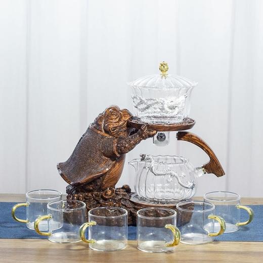 创意元宝金蟾全自动茶具抖音家用摆件创意玻璃懒人泡茶器套装送礼 商品图9