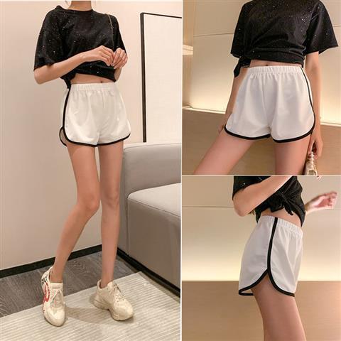 美式复古学生少女BM风撞色包边休闲运动短裤女宽松a字阔腿热裤 商品图6