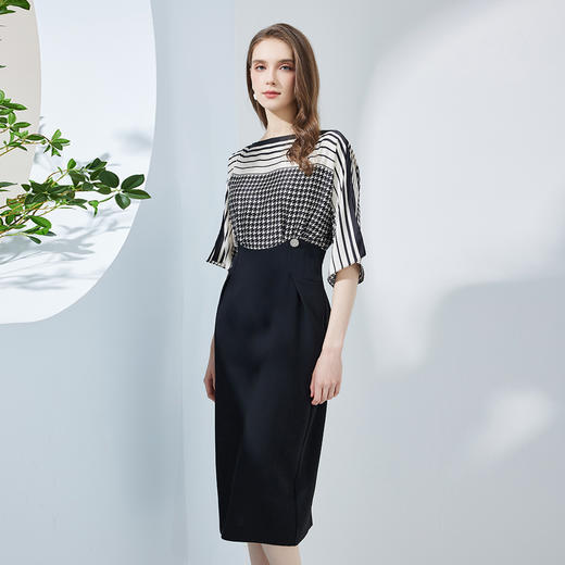 NF8M7斯尔丽瑟俪2023新款定位花型假两件连衣裙 商品图2