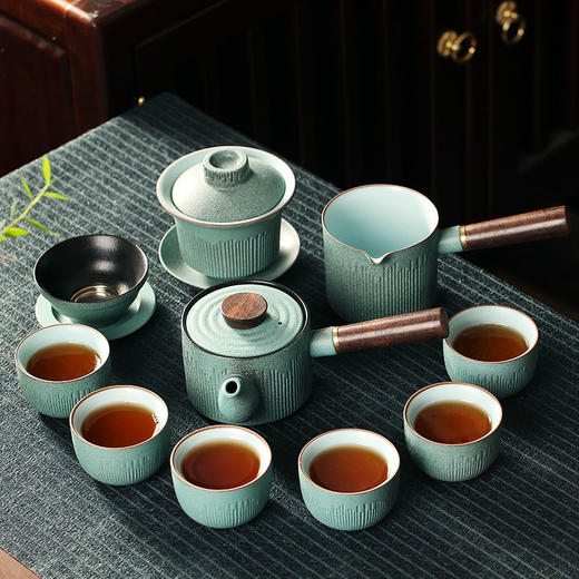 功夫茶具家用会客陶瓷茶杯盖碗整套装现代简约茶组侧把泡茶壶礼盒 商品图6