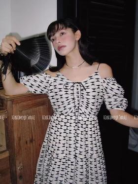 【门店同款】夏季黑白格纹花连衣裙 150751230
