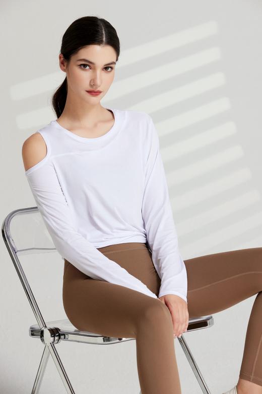 哈瓦塔长袖漏肩罩衫上衣 商品图12