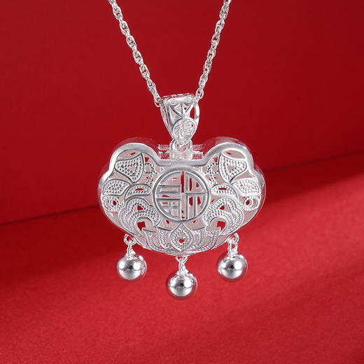 子佩集S990银儿童长命锁【CM4011-2】花丝福套链项链2305 商品图4