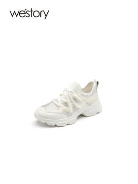 westory2023春夏新款休闲低跟圆头百搭老爹鞋56381