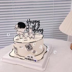 二次元漫画蜡笔小新款手绘蛋糕 -低糖处理无添加