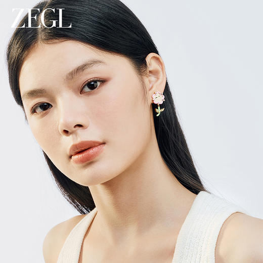 ZEGL设计师童心彩绘系列笑脸花朵耳环女耳钉银针耳饰 商品图4