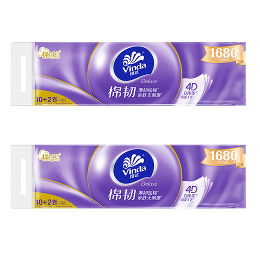 【官方包邮】维达棉韧亲肤无刺激无芯卷纸4层140克×24卷 立体美长棒（新旧包装随机发货） 商品图0