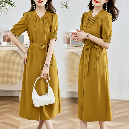 夏季新款，圆领系腰带直筒连衣裙HR-LMYS617-1 商品图0