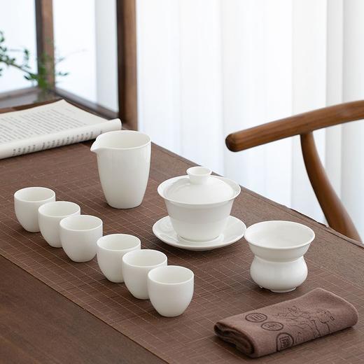 羊脂玉轻奢功夫茶具高档家用办公室德化白瓷茶壶茶杯盖碗整套礼盒 商品图8