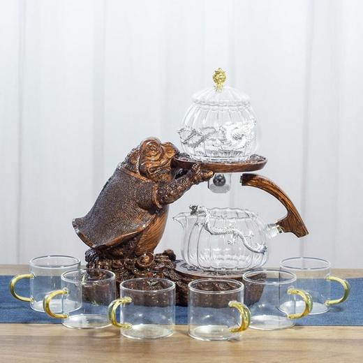 创意元宝金蟾全自动茶具抖音家用摆件创意玻璃懒人泡茶器套装送礼 商品图2