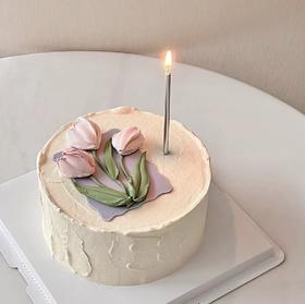 紫色郁金香刮刀花蛋糕-低糖处理无添加