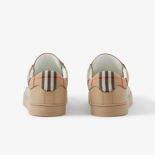 【二】BURBERRY 巴宝莉 男士皮革拼格纹棉质休闲运动鞋 卡其色 8065532 A7026 商品图2