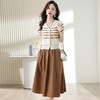 夏季新款休闲时尚舒适高腰设计针织条纹上衣半身裙套装HR-WA83029 商品缩略图6