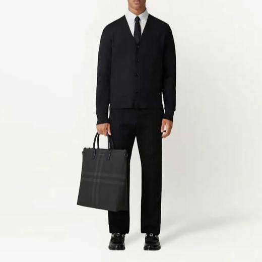BURBERRY 巴宝莉 男士炭格纹大号手提包 格子 8068141 A1208 商品图3
