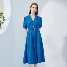 NF8L3斯尔丽瑟俪2023夏季新款大气阔摆双层细腰带连衣裙