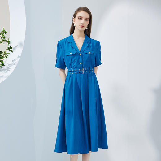 NF8L3斯尔丽瑟俪2023夏季新款大气阔摆双层细腰带连衣裙 商品图0