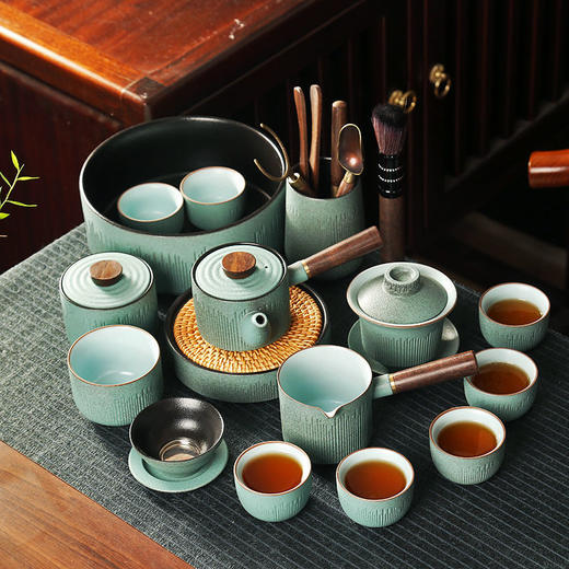 功夫茶具家用会客陶瓷茶杯盖碗整套装现代简约茶组侧把泡茶壶礼盒 商品图8