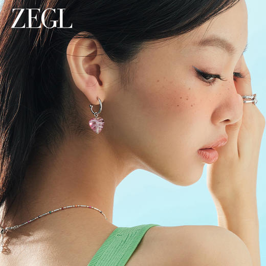 ZEGL设计师小熊系列彩色串珠多巴胺耳环女小众设计感耳钉银针耳饰 商品图3