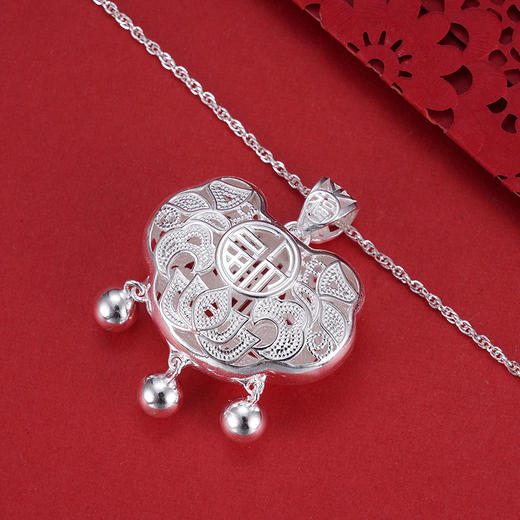 子佩集S990银儿童长命锁【CM4011-2】花丝福套链项链2305 商品图5