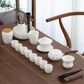 羊脂玉轻奢功夫茶具高档家用办公室德化白瓷茶壶茶杯盖碗整套礼盒