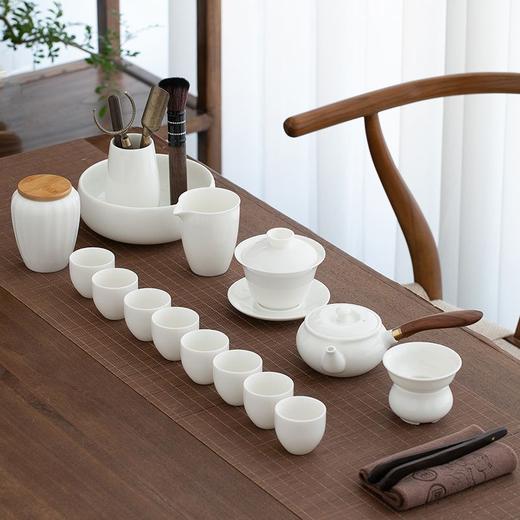 羊脂玉轻奢功夫茶具高档家用办公室德化白瓷茶壶茶杯盖碗整套礼盒 商品图0