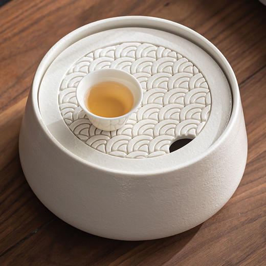 圆型陶瓷日式简约茶台大容量蓄水茶盘办公室家用会客功夫茶具茶托 商品图7