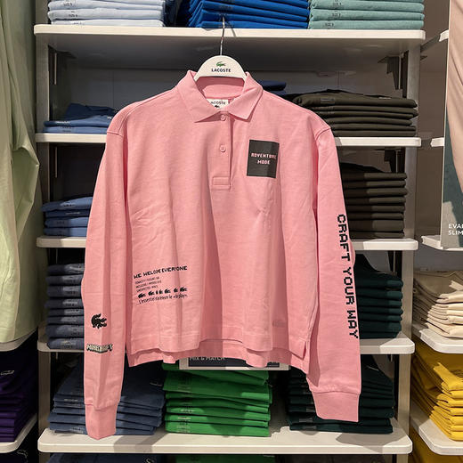 Lacoste/法国鳄鱼 女士春秋季翻领短款宽松套头长袖POLO衫DF6293 商品图1