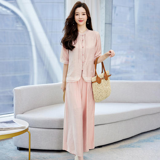 时尚气质，纯色棉麻套装HR-YGYL8909 商品图5