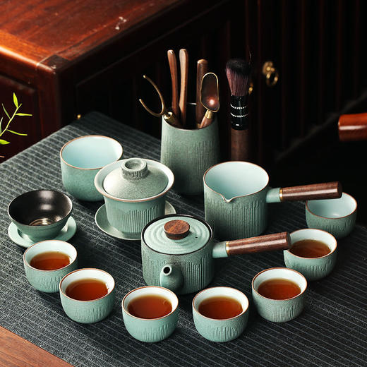 功夫茶具家用会客陶瓷茶杯盖碗整套装现代简约茶组侧把泡茶壶礼盒 商品图5