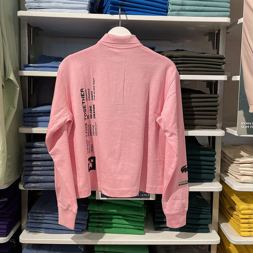 Lacoste/法国鳄鱼 女士春秋季翻领短款宽松套头长袖POLO衫DF6293 商品图2