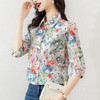 复古修身，别致设计感花色衬衫女夏季新款七分袖衬衣KQL-E253N8038 商品缩略图1