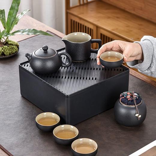 便携式黑陶旅行茶具套装家用车载户外小套喝茶杯茶壶茶叶罐礼盒装 商品图2