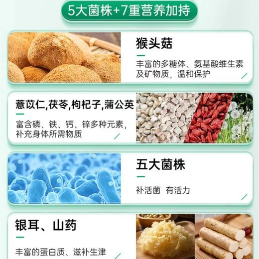 【吴远医生推荐】针对慢性胃炎 胃溃疡 猴头菇银耳益生菌复合片 60粒/瓶 商品图3