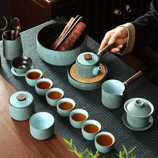 功夫茶具家用会客陶瓷茶杯盖碗整套装现代简约茶组侧把泡茶壶礼盒 商品图0