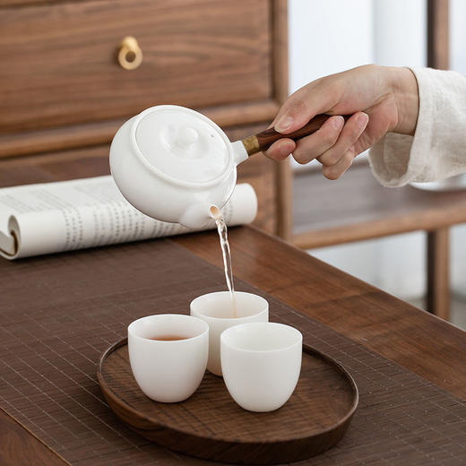 羊脂玉轻奢功夫茶具高档家用办公室德化白瓷茶壶茶杯盖碗整套礼盒 商品图2