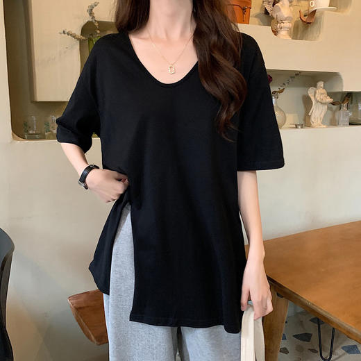 裁缝学苑AQ48 设计感v领t恤纸样女装侧边开叉落肩上衣打版裁剪图 商品图2