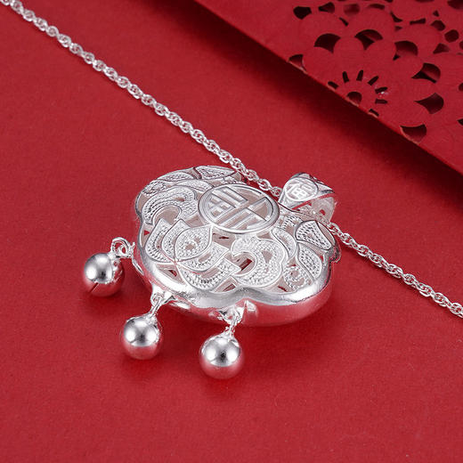 子佩集S990银儿童长命锁【CM4011-2】花丝福套链项链2305 商品图6