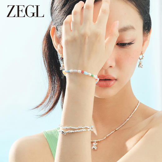 ZEGL设计师小熊系列碎银子淡水珍珠手链女生轻奢小众精致手饰 商品图2