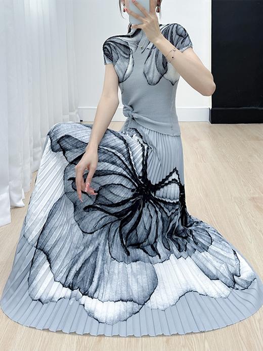 女压褶双肩花裙 商品图2