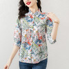 复古修身，别致设计感花色衬衫女夏季新款七分袖衬衣KQL-E253N8038 商品缩略图3