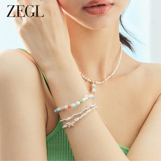 ZEGL设计师小熊系列碎银子淡水珍珠手链女生轻奢小众精致手饰 商品图3