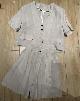 【门店同款】夏季自然-亚麻一粒扣短裤 150906060