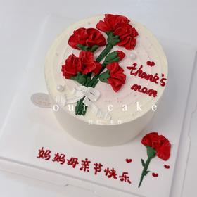 送妈妈红色康乃馨刮刀花蛋糕-低糖处理无添加