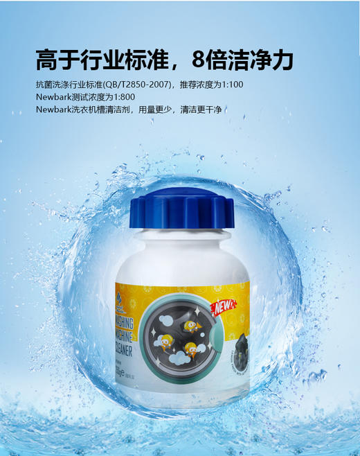 ⁵发2瓶【英国newbark家居活性炭洗衣机槽清洗剂】免浸泡 去污清洁祛味除垢 三个月用1瓶 250g/瓶 YY05-QTT-BDM 商品图1
