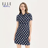 ELLE Active 夏季新款时尚翻领印花连衣裙女显瘦a字中长裙 商品缩略图0
