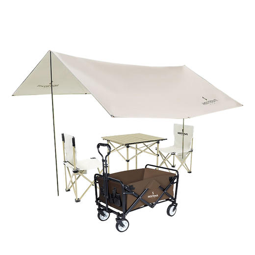 TY（分三个包裹）何大屋休闲折叠桌椅三件套HDW1512M+何大屋自由天地天幕HDW1521+何大屋户外折叠手推车咖啡色HDW1611【鲜知10.0】 商品图0