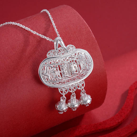 子佩集S990银功名灯吊坠【ZGMD】花丝功名灯(不含链)2305 商品图3