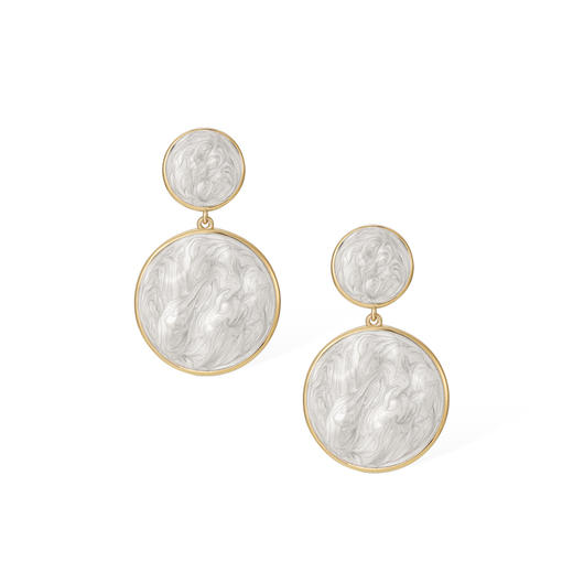 【舒淇&侯佩岑&陈德容&靳梦佳&代斯&陈婧菲&奥运冠军刘璇同款】RetroChic意大利复古时尚白色波纹珐琅耳环（加大版） 商品图2