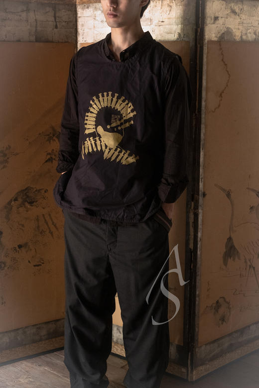 Paul Harnden  男士黑色尖领棉质衬衫 商品图1